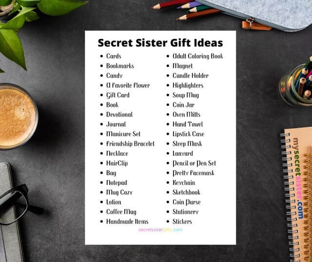 Secret Sister Gift Ideas - a list of gift suggestions for your secret sister.