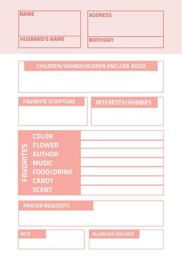 Secret Sister Questionnaire - free to print survey for starting your secret sister group