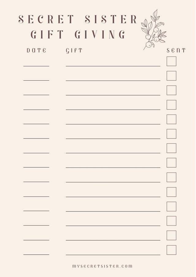 Secret Sister Gift Giving - free printable checklist for secret sisters